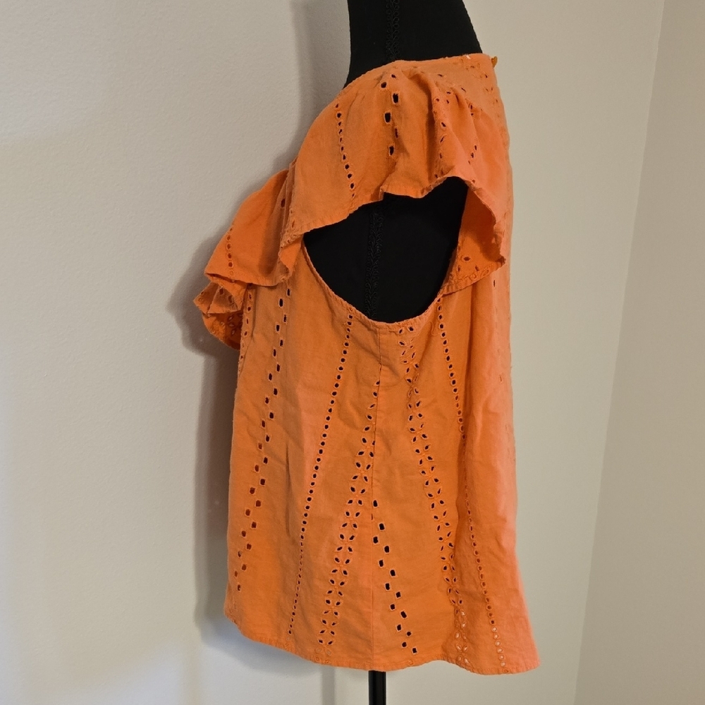 Orange Ruffled Eyelet Top - Picture 4 of 6